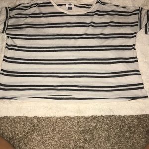 gray and white striped shirt